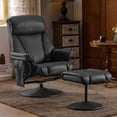 thumbnail image 2 of Mcombo Swivel Recliner with Ottoman, Reclining Chair with Massage, Faux Leather Lounge Chairs for Living Room Bedroom 4539(Dark Grey), 2 of 9