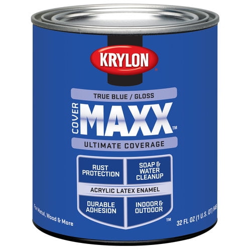 Krylon COVERMAXX Latex Gloss Paint, True Blue, 1 Quart