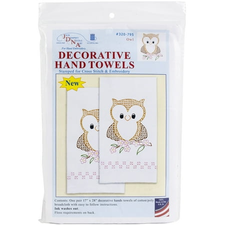 UPC: 0013155027952 | Jack Dempsey Stamped Decorative Hand Towel Pair 17 X28 -Owl on Branch