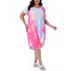 thumbnail image 2 of Camisones de mujer de tallas grandes Agnes Orinda, con cuello redondo, manga corta, en tie dye, pijamas suaves, ropa de dormir, vestido midi de lounge 1X color rosa fuerte, 2 of 6