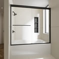 thumbnail image 2 of Semi-Frameless Bypass Sliding Bathtub Door, 56–60 in. W x 56 in. H, 3/16 in. Clear Tempered Glass, Matte Black Aluminum Hardware, Reversible Left/Right Opening, Adjustable Width, Smooth Glide Tub Sho, 2 of 13