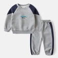 thumbnail image 2 of Duqingm Toddler Baby Boy Clothes Infant Long Sleeve Tops Pants Sweatsuit Outfits (Grey,12-18 Months), 2 of 7