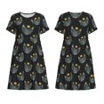 thumbnail image 3 of Bixox Robe d'Été à Manches Courtes pour Femmes Robe Ample Longueur Genou avec Poches-Faces du Chat, 3 of 7