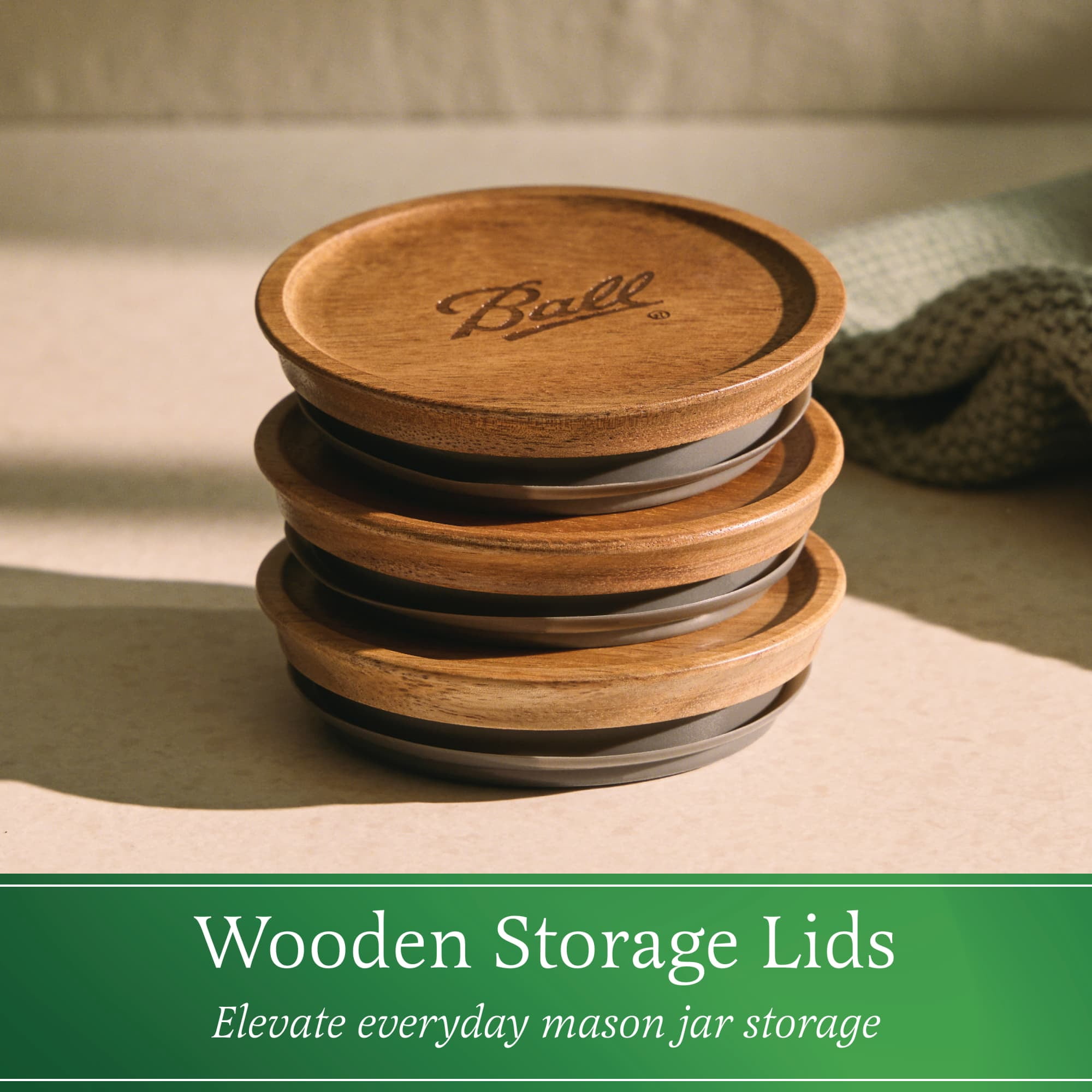 (6 pack) Ball Wooden Storage Lids, Wide Mouth, Ball Jar Lids, 3-Pack