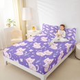 thumbnail image 3 of Manfei Cute Pet Bed Sheets, Cartoon Cat Butterfly Full Size Sheets, Purple Pink, 4pcs, 1 Flat Sheet, 1 Fitted Sheet and 2 Pillowcases, 3 of 6
