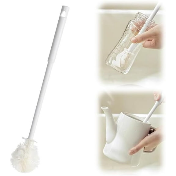 nuyezo 360° Bottle Cleaning Brush,Flexible Silicone Bottle Brush with Long Handle, Deep Cleaning Brush for Narrow Neck Bottles, Water Bottles, Baby Bottles, Flasks Soft Bottle Brush