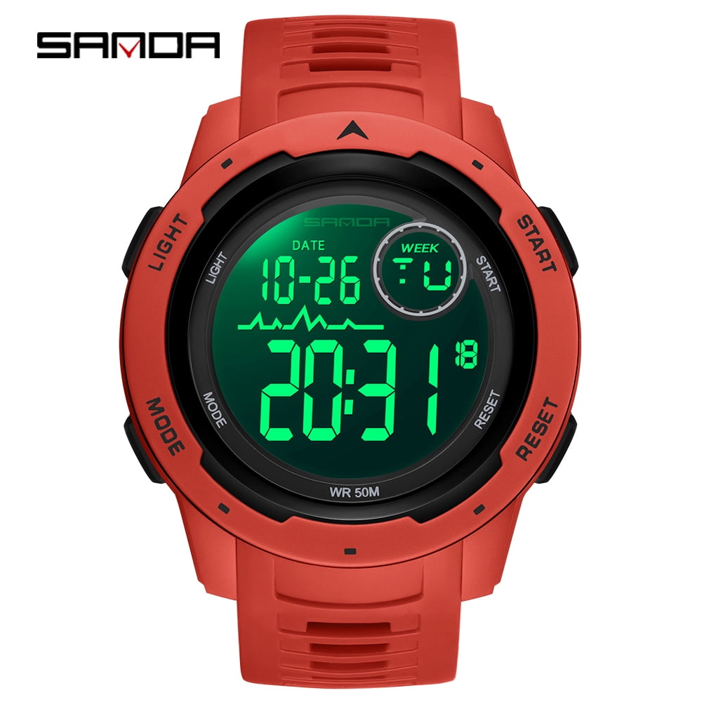 Sanda Men's Analog Sports Watch, LED Large Face Waterproof Wrist Watches, Dual Dial Digital Analog Watches for Men  2125