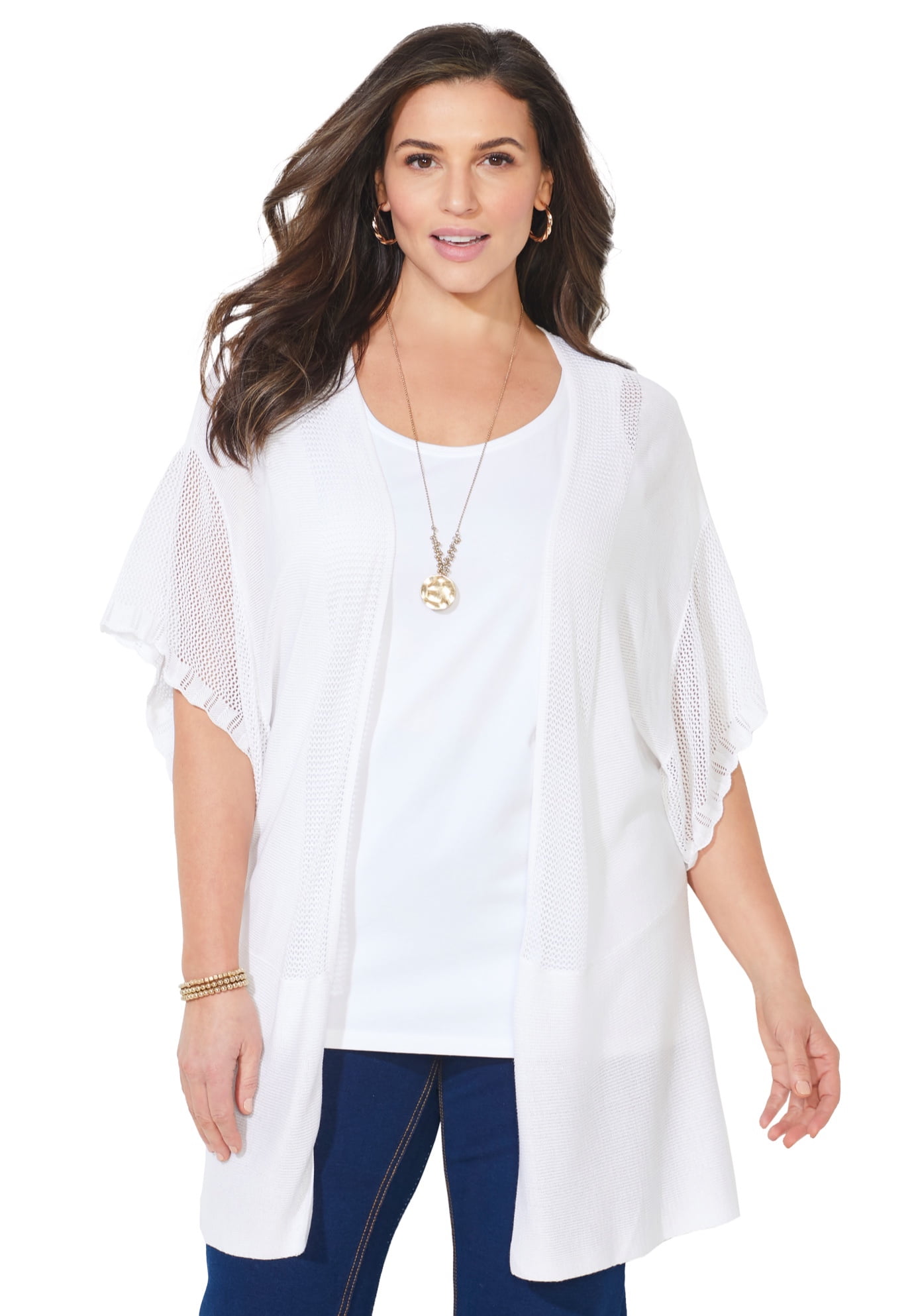 Catherines Women's Plus Size Crochet Cardigan