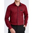 thumbnail image 3 of Men's Plaid Long Sleeve Shirts Casual Button Down Shirt Wrinkle Free Casual Bussiness Red Shirt M, 3 of 6