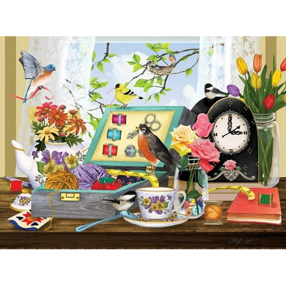Sewing Kit and Teacup 1000 Piece Jigsaw Puzzle by SunsOut