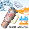 thumbnail image 5 of OBREWU Pioneer Flower Tumbler with Handle and Lid,40oz Pioneer Flower Double Wall Vacuum Insulated Tumbler,Pioneer Flower Cups Gift for Women and Men, 5 of 7