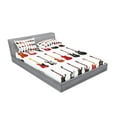 thumbnail image 2 of Guitar Fitted Sheet & Pillow Sham Set, Musical Instruments Set Pattern Various Acoustic Bass Making Music, Decorative Printed 6 Piece Bedding Decor Set, Full, Vermilion Black White, by Ambesonne, 2 of 3