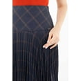 thumbnail image 4 of Navy Women's Accordion Pleated Plaid Flared Midi Skirt, 4 of 5