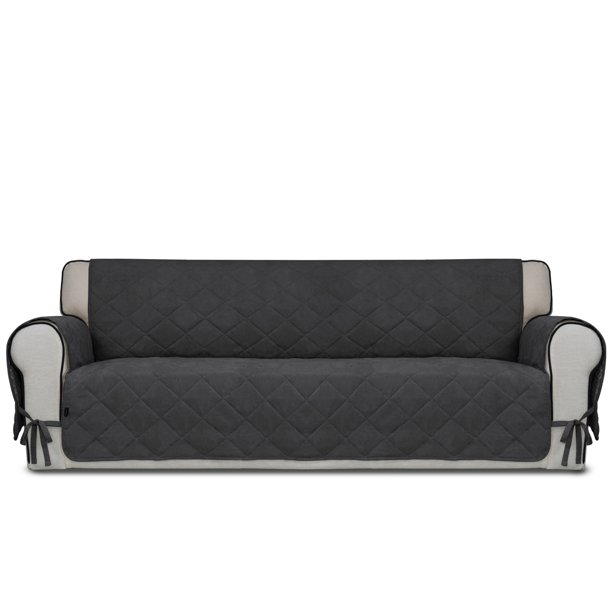EasyGoing Micro Suede Sofa Slipcover Quilted Couch cover, Sofa Size, Gray