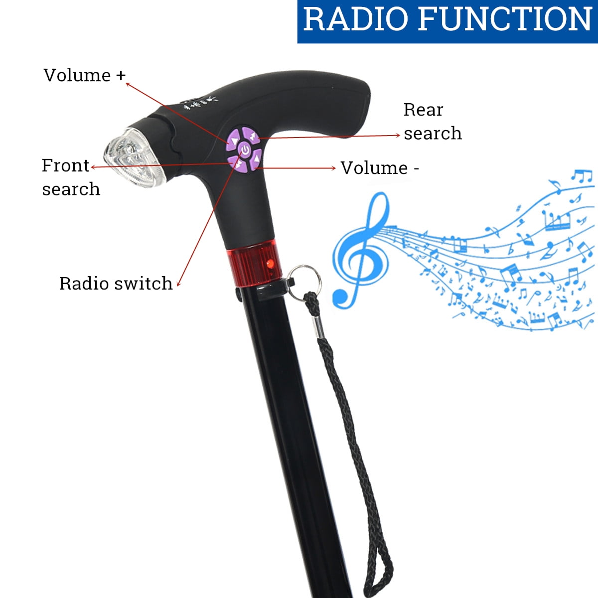 LED Cane with Light,Adjustable Lightweight Walking Stick with