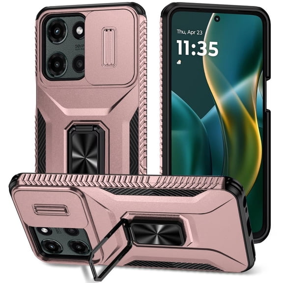 XPM for Motorola Moto G 5G 2025 Phone Case, Case, Camera Cover with Magnetic Rotation Ring Stand, Military Grade Hybrid Hard TPU Shockproof Cover for Moto G 5G (2025) (Rose Gold)