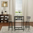 thumbnail image 3 of Barara King Bar Table and Chair Set, Bistro Set, Bar Table with 2 Bar Stools, 3 Pieces Bar Table Set with Backrest, Gray, 3 of 8