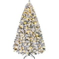 thumbnail image 1 of Yaheetech 6ft Pre-lit Flocked Artificial Christmas Tree with 250 LED Lights, Green & White, 1 of 6