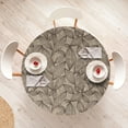 thumbnail image 4 of Ambesonne Floral Pattern Fitted Round Tablecloth, Line Flowers Boho, 56"- 60" Diameter, Cocoa Dark Taupe and White, 4 of 5