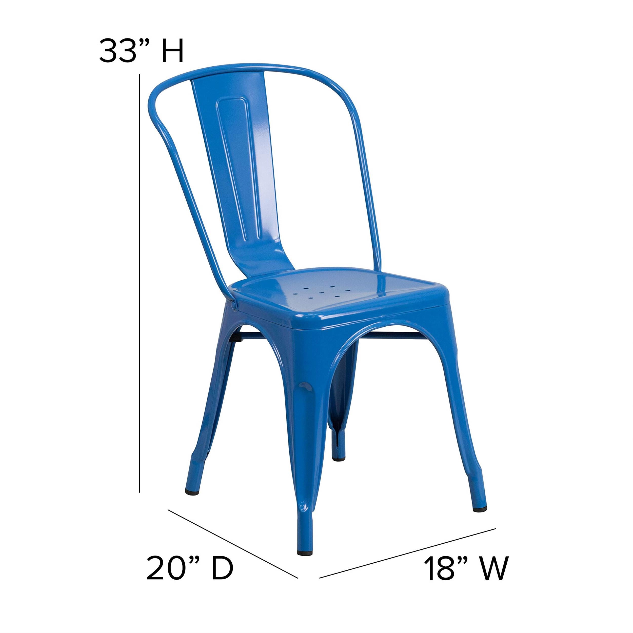 Bowery Hill Industrial Metal Stackable Dining Side Chair in Blue
