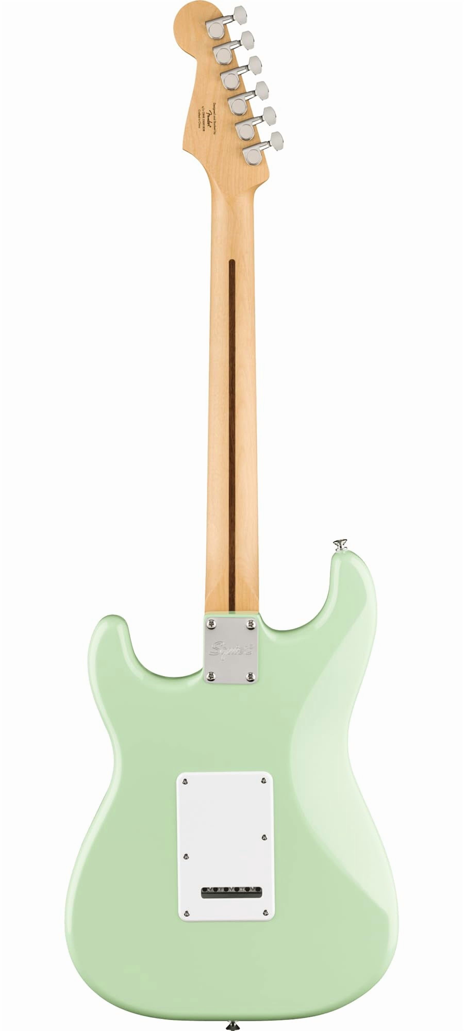 Fender Squier Sonic Stratocaster Pack - Surf Green Bundle with Frontman 10G Amp, Gig Bag, Instrument Cable, Strap, Picks, and 3-Month Fender Play