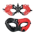 thumbnail image 7 of Masquerade Mask for Couples, Lace Masquerade Mask and Classic Half Mask Set, Masks for Masquerade Party, Halloween Masks for Events, Black and Purple 2 Pack, 7 of 7