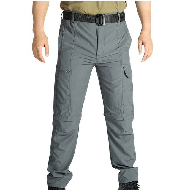 LOVZFMLL Men's Pants Mens Solid Drying Multi Multifunctional Work Trousers Detachable Pants