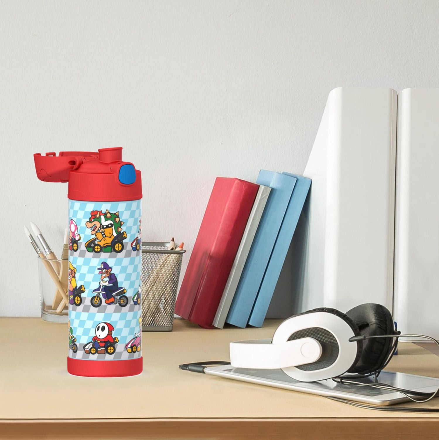 Thermos 16 Oz Stainless Steel Vacuum Insulated Bottle, Super Mario