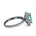 thumbnail image 2 of Halo Oval Art Deco Ring Black Tone Paraiba Tourmaline CZ 925 Sterling Silver Size 6, 2 of 6