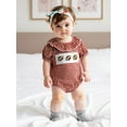 thumbnail image 4 of BemeyourBBs Baby Girl Plaid Romper Round Neck Short Sleeve Bubble Ruffle Jumpsuit, 4 of 9
