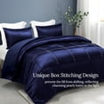 thumbnail image 3 of Whale Flotilla 3-Piece Reversible Silky Soft Queen Size Comforter Bedding Set, Luxurious Satin Comforters with 2 Satin Pillowcases, Lightweight Duvet for All Seasons, Navy, 3 of 9