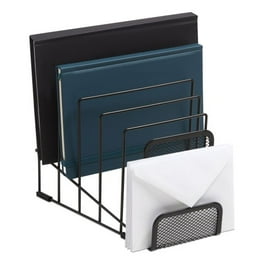Metal Incline Sorter with Wire Mesh Mobile Device Holder, 6 Sections, 7.48 x 8.77 x 7.55, Matte Black Metal Incline Sorter with Wire Mesh Mobile Device Holder, 6 Sections, 7.48 x 8.77 x 7.55, Matte Black