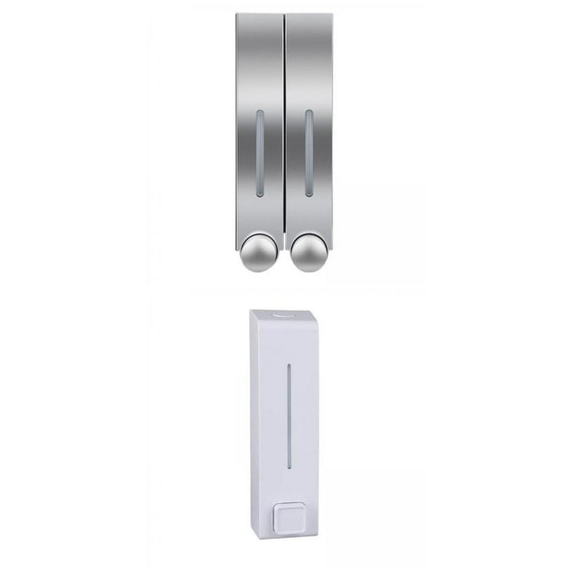 Dispensadores manuales de jabón líquido de pared para baños, restaurantes y aseos. Blanco Plata 3 piezas