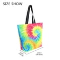 thumbnail image 4 of Open Top Canvas Tote Bag with Zipper Reusable Shopping Bag 13.5x15" Roomy Carryall Tie-dyed Colorful Spiral Pattern, 4 of 9