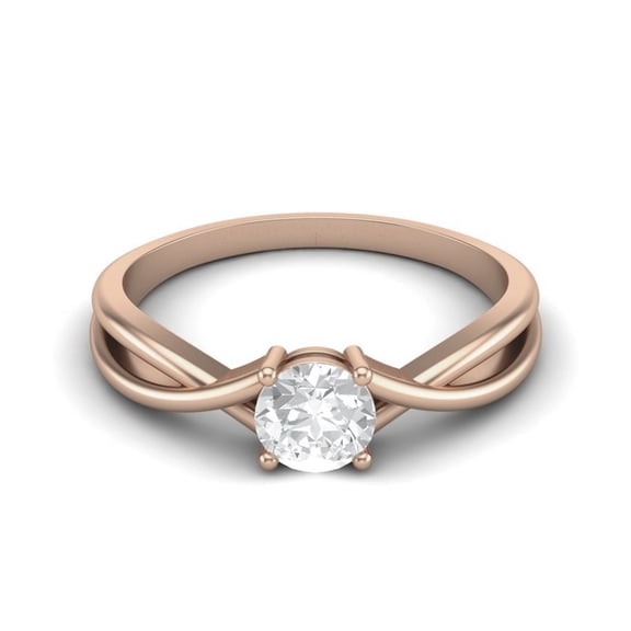 0.50 Carat Moissanite Diamond E Color VS1 Clarity Brilliant Cut 925 Sterling Silver Rose Vermeil Split Shank Valentines Day Gifts Ring