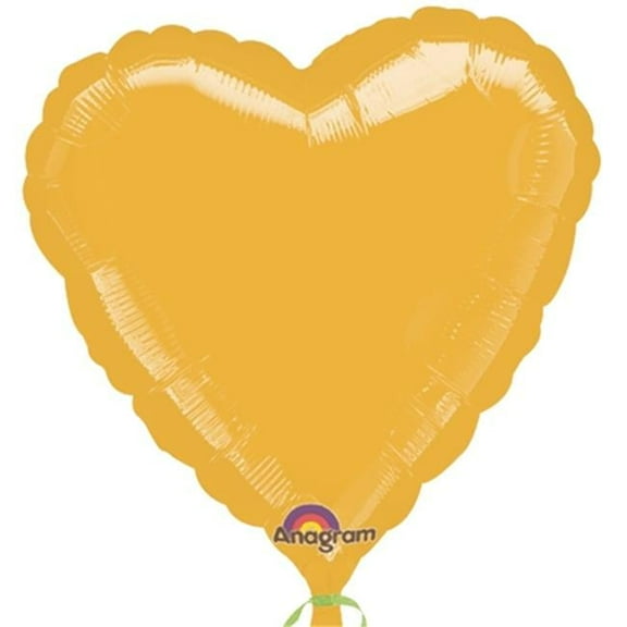18 inch Heart - Metallic Gold Anagram Foil Mylar Balloon - Party Supplies Decorations