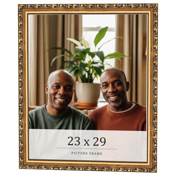 23x29 Frame Black & Gold Solid Wood Picture Frame Width 1.125 Inches | Interior Frame Depth 0.375