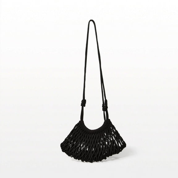 Dickly Shoulder Handbag Crochet Woven Bag Airy Breathable Cotton Lightweight Slouchy Silhouette for Women Weekend Travel