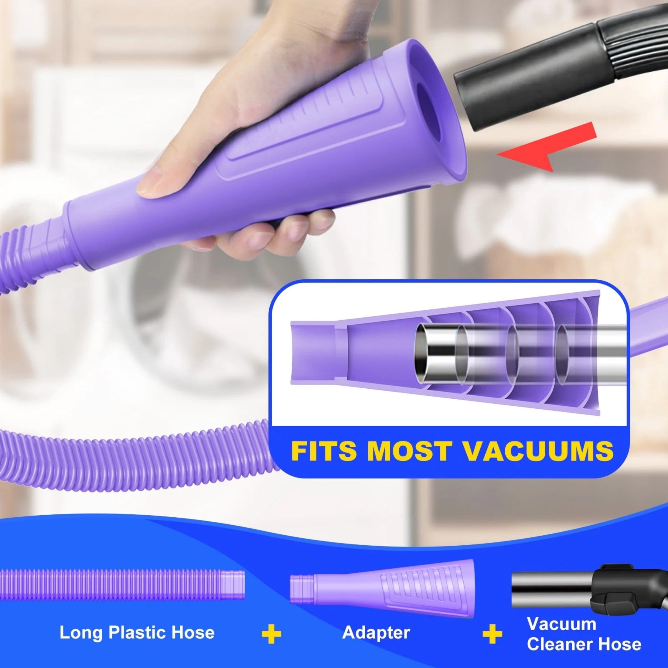 Dryvenck Dryer Vent Cleaning Kit, Dryer Vent Cleaner Brush for Dryer Cleaning ,Vacuum Attachment,Purple