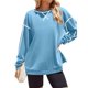 thumbnail image 2 of Sudaderas de Mujer de Larga, Cuello Redondo, Estilo Pullover, Ideales para Otoño e Invierno. con Cremallera Lateral, Perfectas para Salir. Azul L, 2 of 10