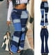 thumbnail image 3 of Pantalones vaqueros ajustados acampanados de mezclilla para mujer, cintura alta, con parches, elásticos, estilo urbano S, 3 of 9
