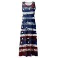 thumbnail image 5 of Women's Breathable Summer Dress Sleeveless Cotton Linen Sundress with Patriotic Print, Casual Pocket Design for Outdoor Wear,Light Blue XL, 5 of 5
