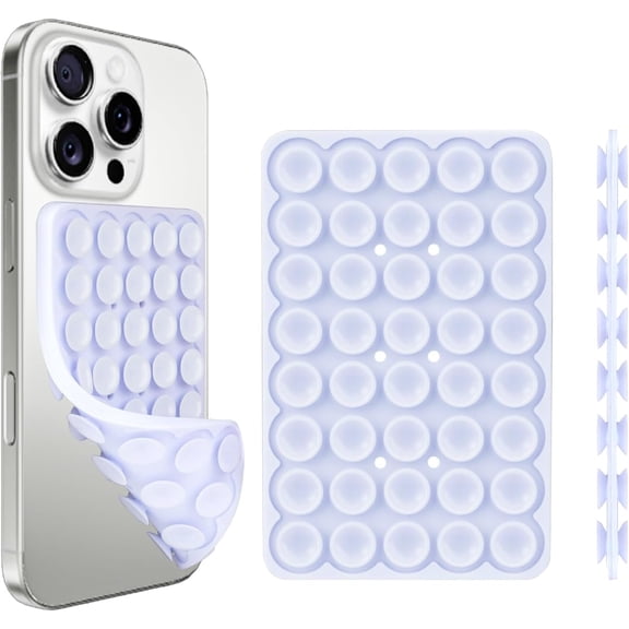1 Pack Lavender Double Sided Silicone Suction Cup Phone Case Mount, Hands-Free Strong Grip Holder for Selfies and Videos, Compatible with iPhone and Android