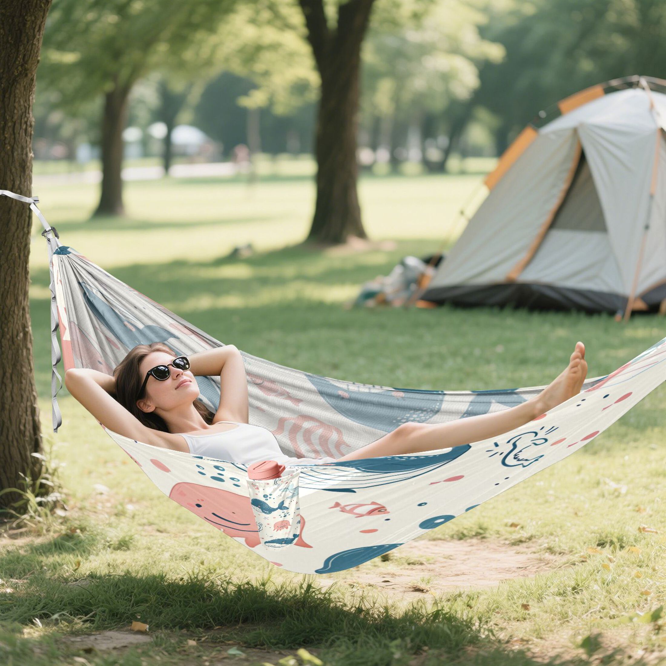 Hammock Camping Hammock Nylon Portable Hammock Travel Camping Hammock Cartoon Marine Fish