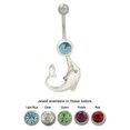 thumbnail image 1 of Dolphin Belly Button Ring with Large CZ Gem, 1 of 5