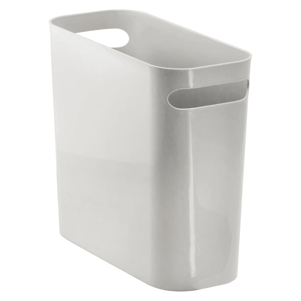 Charcoal Gray mDesign Slim Plastic Small Trash Can Wastebasket with Handles 
