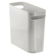 mDesign Slim Plastic Small Trash Can Wastebasket with Handles - Light Gray
