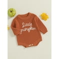 thumbnail image 3 of Suealasg Newborn Girl Boy Sweater Romper Baby Halloween Clothes 3 6 9 12 18 Months Infant Long Sleeve Letter Embroidery Knitted Sweater Bodysuit, 3 of 7