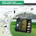 thumbnail image 4 of AENKYO Golf Bag Storage Rack Holds 3 Bags & 14 Clubs, with Shoe & Ball Storage, Sturdy Wood Sports Organizer, Black, 4 of 10