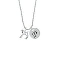 thumbnail image 2 of Delight Jewelry Silvertone Equestrian Horse Silvertone Script Initial Disc - P - Charm Necklace, 20"+3", 2 of 4